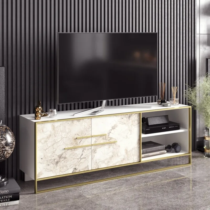 Mueble TV Siena biIaminado mármol blanco