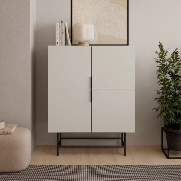 MUEBL.AUX. ALTO ELDIA 4P CREMA PATA METAL