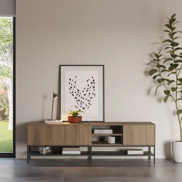 MUEBLE TV AMIRA 2P2H 180CM ROBLE-UD/NEGRO