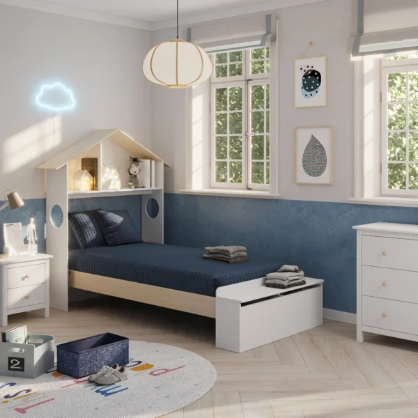 CAMA 0.90 ODESSA BLANCO/CERA BLANCA