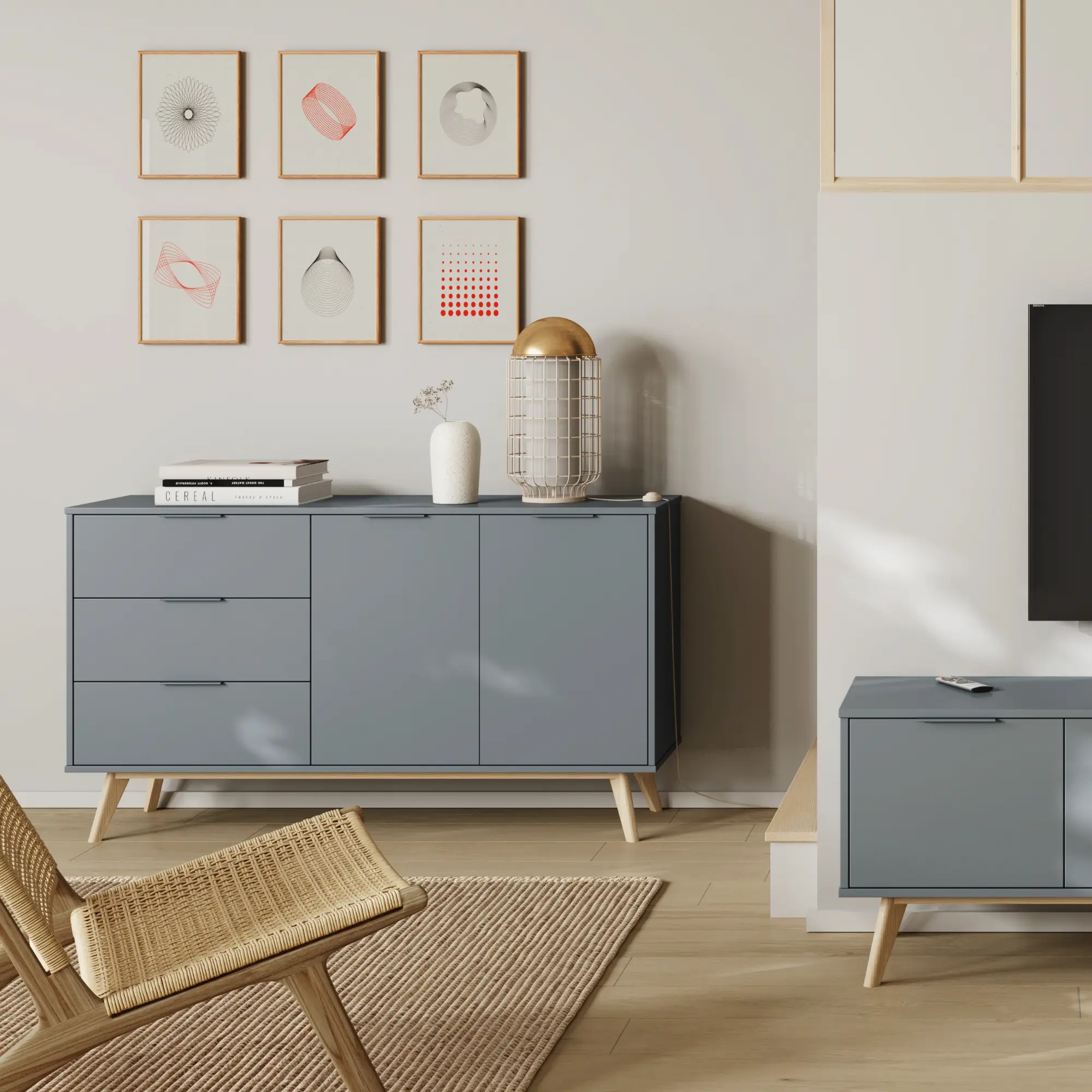 APARADOR PISCO 2P3C VERDE KAKI 444C/CERA BLANCA