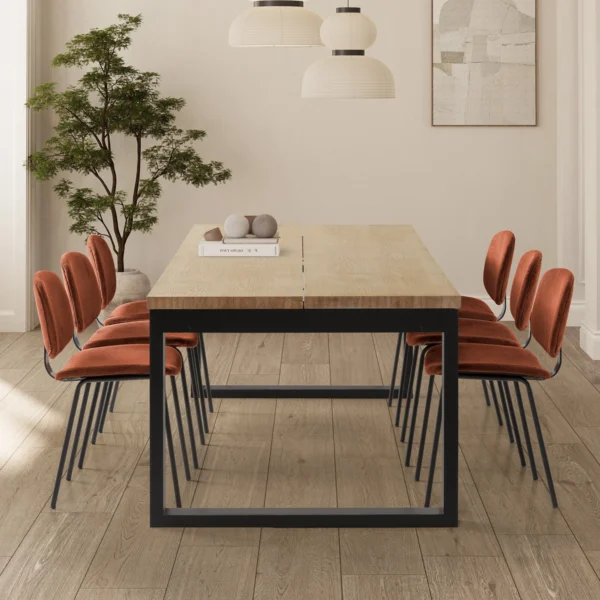 MESA RECT. RINA 220CM ROBLE PIE NEGRO