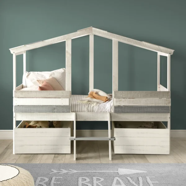 CAMA CABAÑA ULISES BLANCO RUSTICO/GRIS CLARO/GRIS