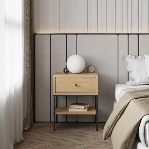 MESITA LISA 1C ROBLE PATA METAL