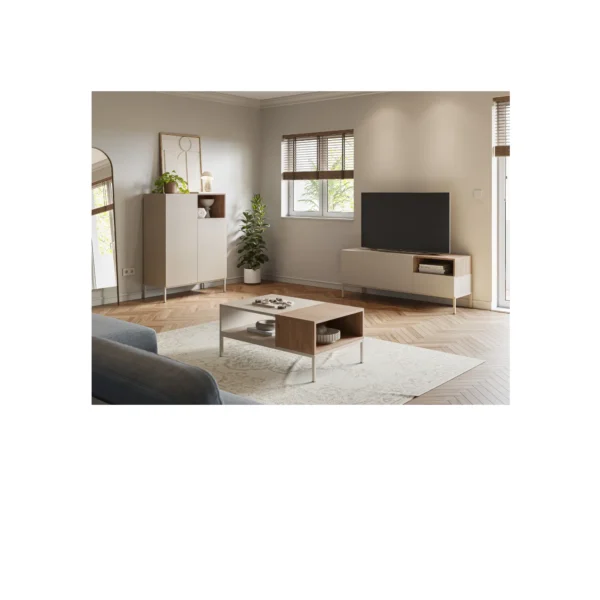 MESA CENTRO CAILIN 2H CREMA/SEPET PATA METAL