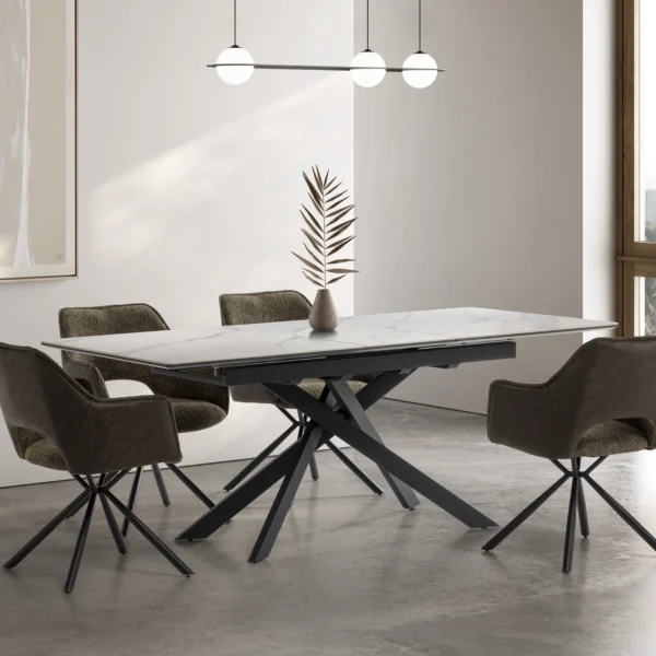 MESA RECT. EXT. BELMA 160/200 CERÁMICA BLANCO MATE