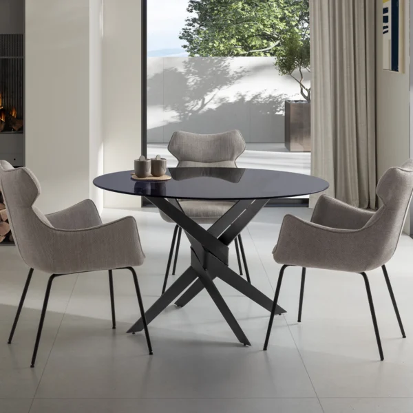 MESA REDONDA JENNA 140CM GRIS/ PATA GRIS