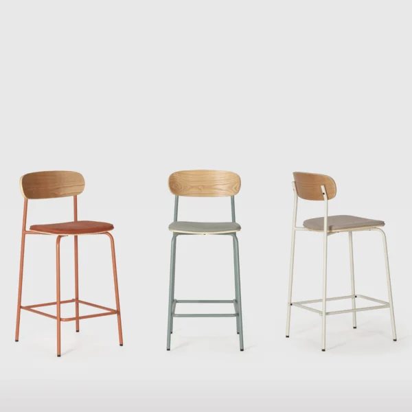 TABURETE ADRIANA BEIGE/PATAS BLANCAS 2P/CAJA